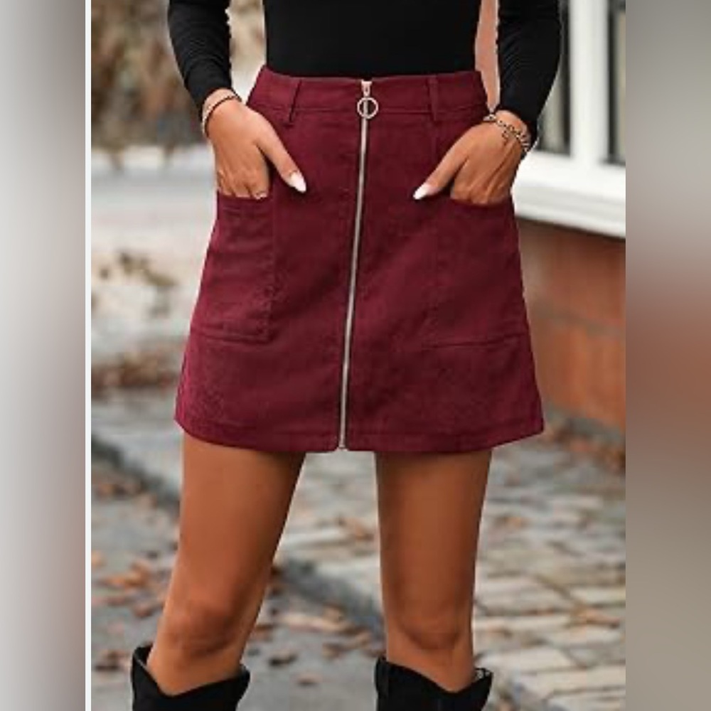 SO Maroon Corduroy Mini Skirt
